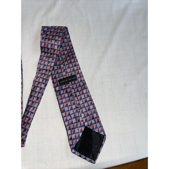 Croft & Barrow Dress Tie Mens Size 57" Blue Pink 100% Silk Designer - Picture 9 of 12